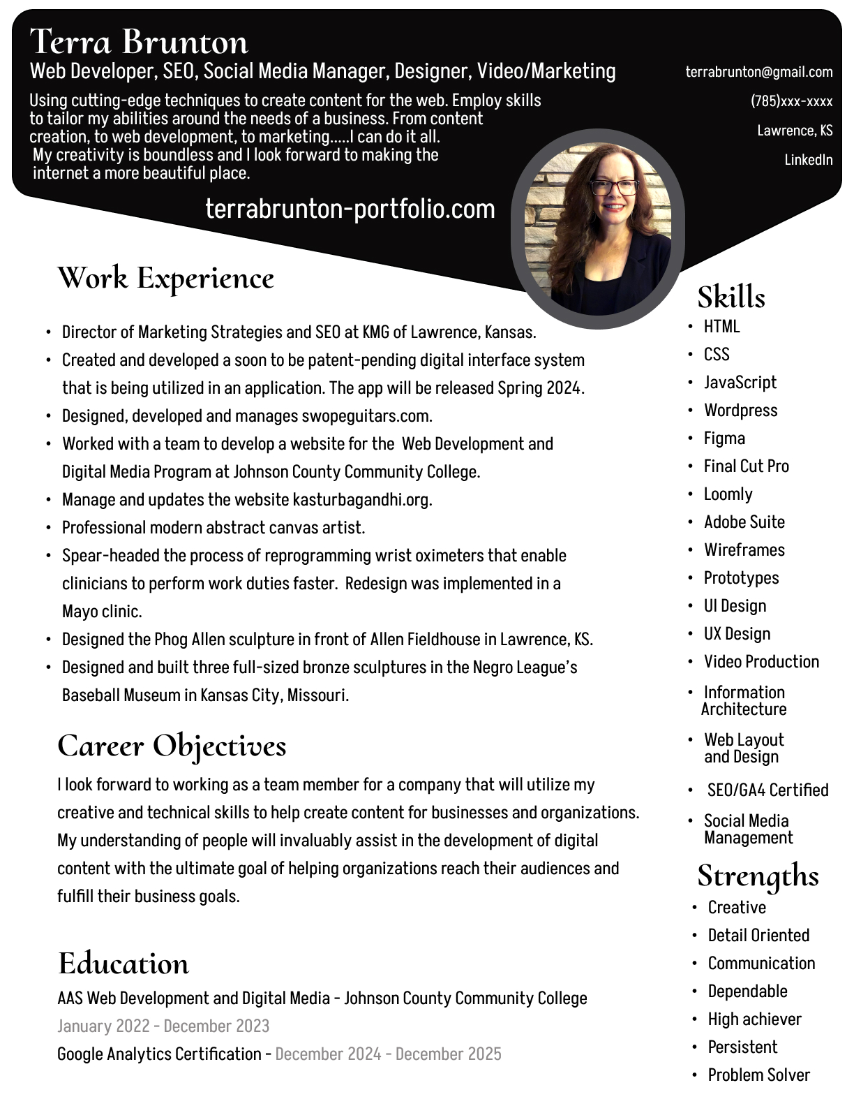 Terra Brunton's resume download.